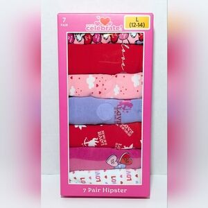 NIP Women's 7-Pair Cotton/Spandex Hipster Panties Size 12/14 Large Love Hearts